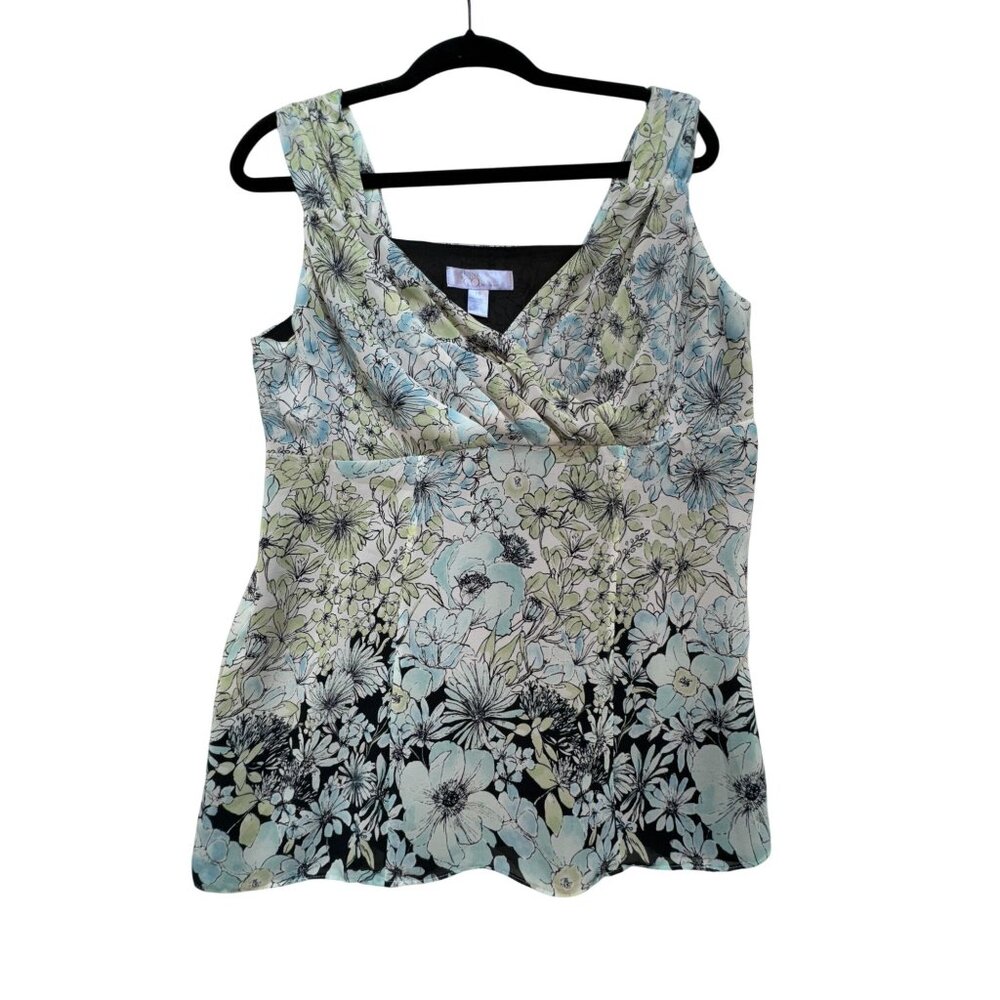 Nine & Co. Ninewear Floral Blouse Womens Size 10 Multicolor Boho Y2K Sleeveless